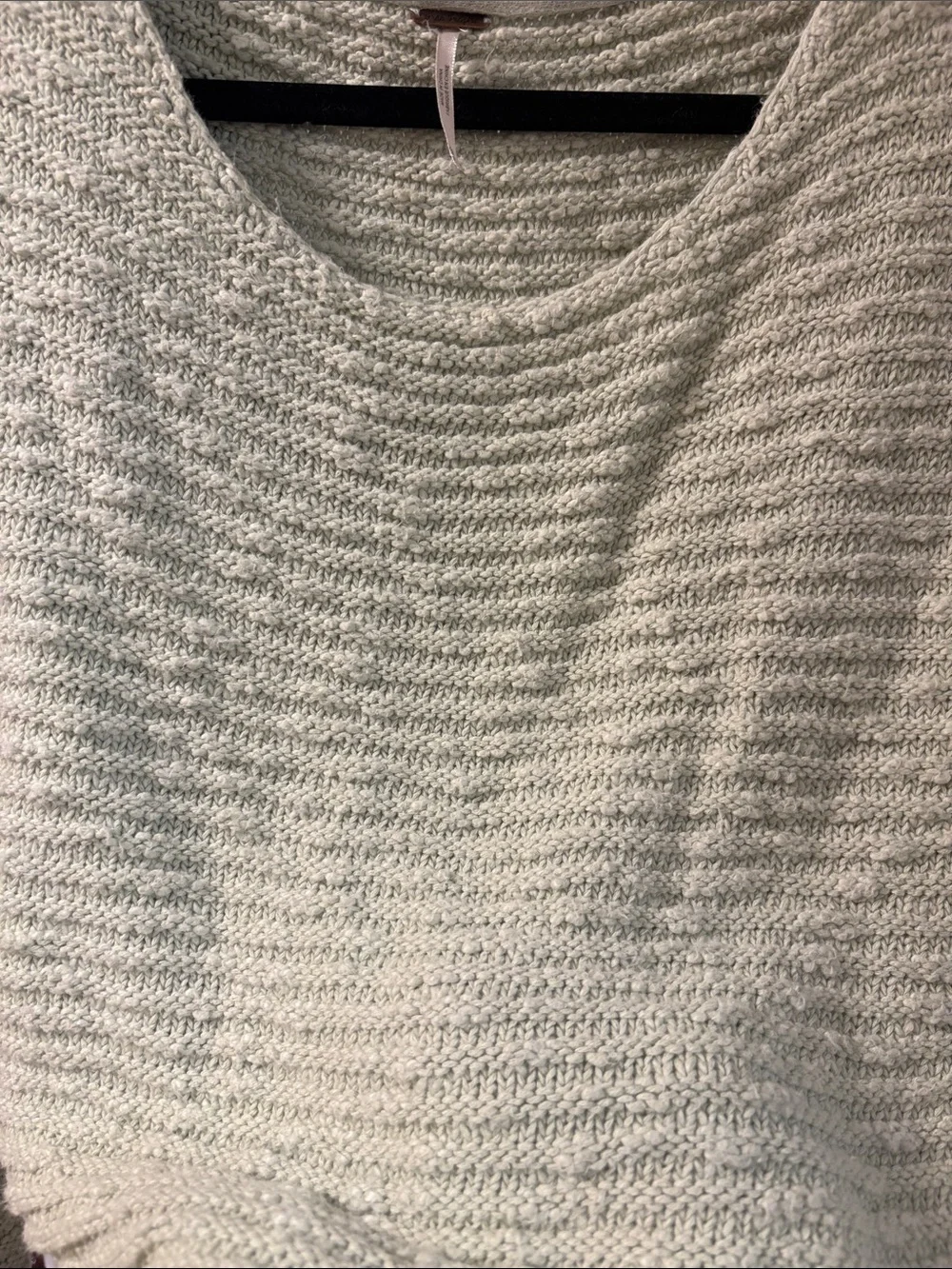 Free People Cream Textured Knit Crewneck Sweater. But very oversized